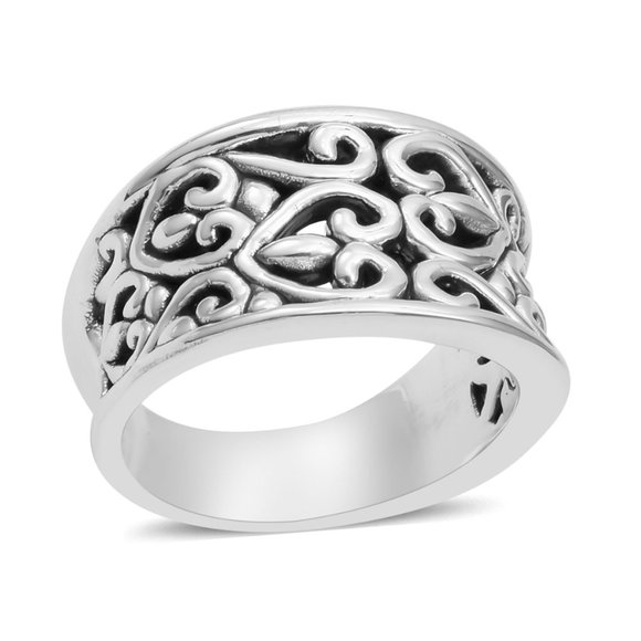 Openwork Heart Ring in Sterling Silver (Size 7.0) - Picture 1 of 4